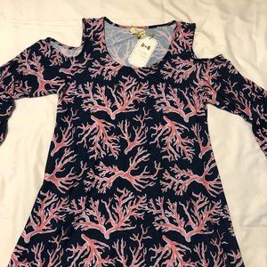 Simply Southern sea coral cold shoulder dress size   NWT